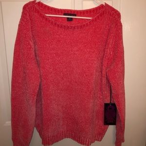 Hot pink soft chenille long sleeve soft sweater